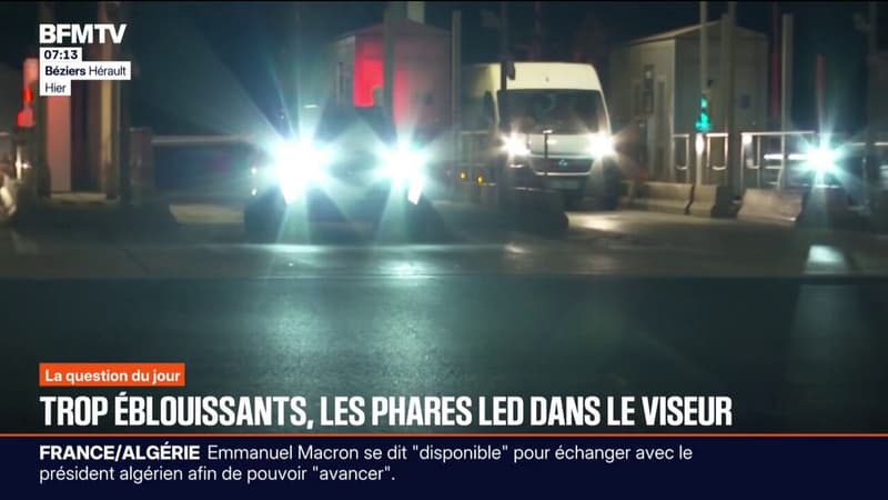 Faros LED deslumbrantes en la carretera