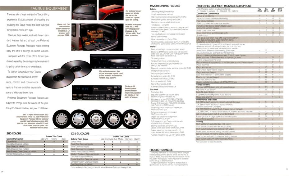 1993 Ford Taurus brochure pages, as sourced from www.oldcarbrochures.org.