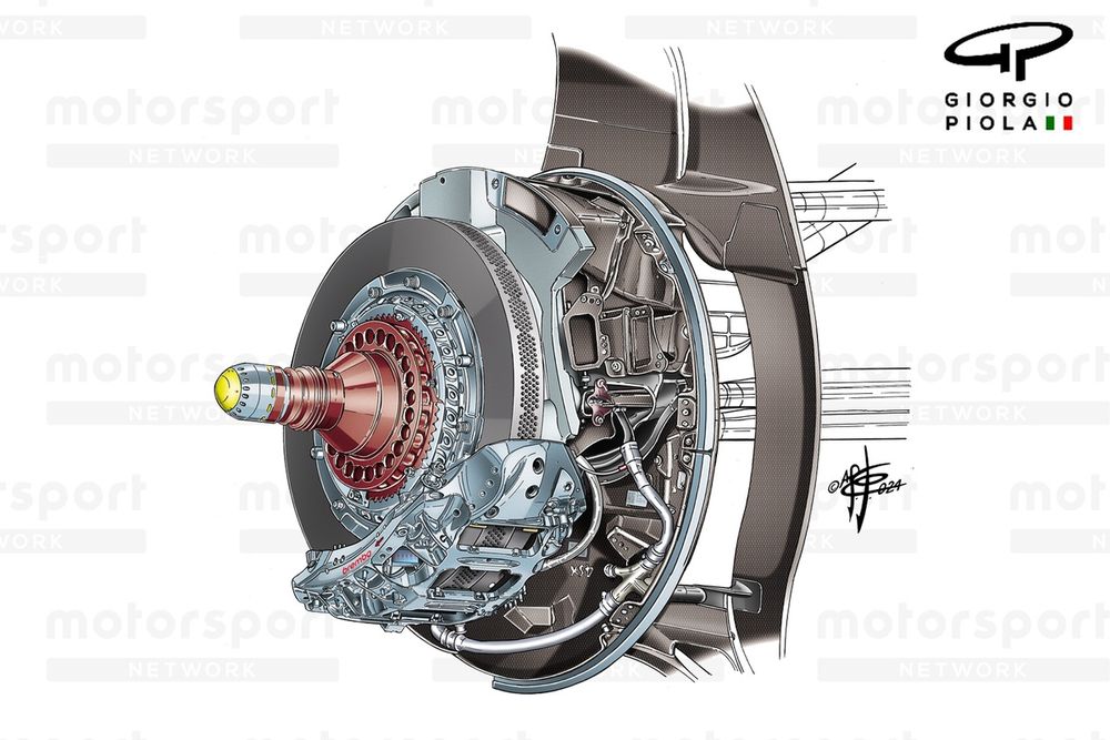 Brembo brake caliper of the Ferrari SF-24.
