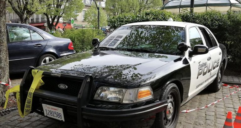 Une femme s’échappe d’une voiture de police par la fenêtre