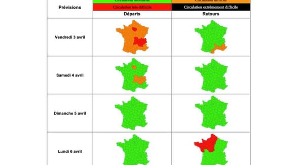 Bison Fut&eacute; d&eacute;voile les couleurs concernant la circulation pour le week-end de P&acirc;ques 2026, du 3 au 6 avril. &copy; Bison Fut&eacute;