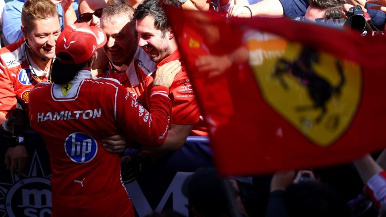 F1 : Hamilton s’offre une première victoire chez Ferrari, le président Elkann savoure